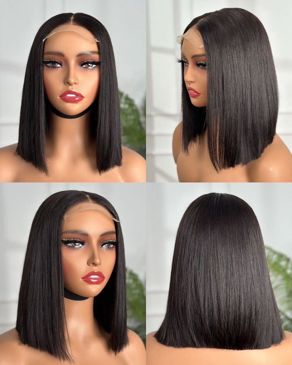 Super Double Drawn Vietnamese Raw Hair Natural Black Closure Wig (5X5)