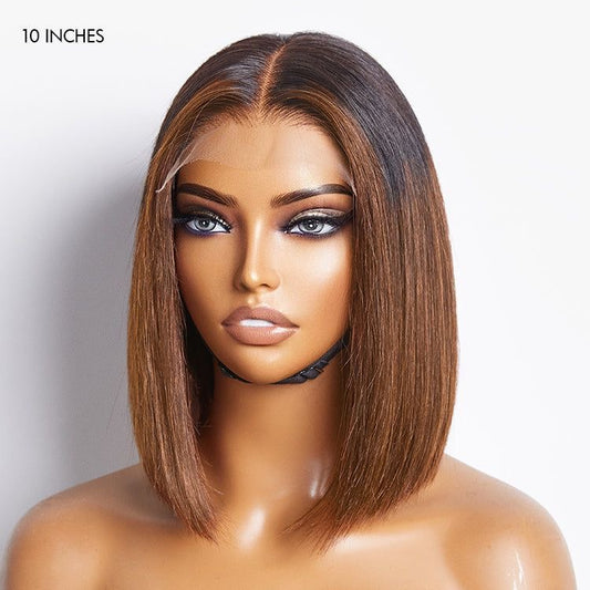Super Double Drawn Vietnamese Raw Hair Brown Ombré Closure Wig (5X5)